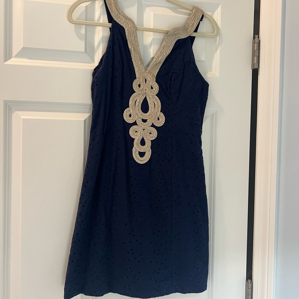 Navy and Gold Lily Pulitzer Shift Dress
